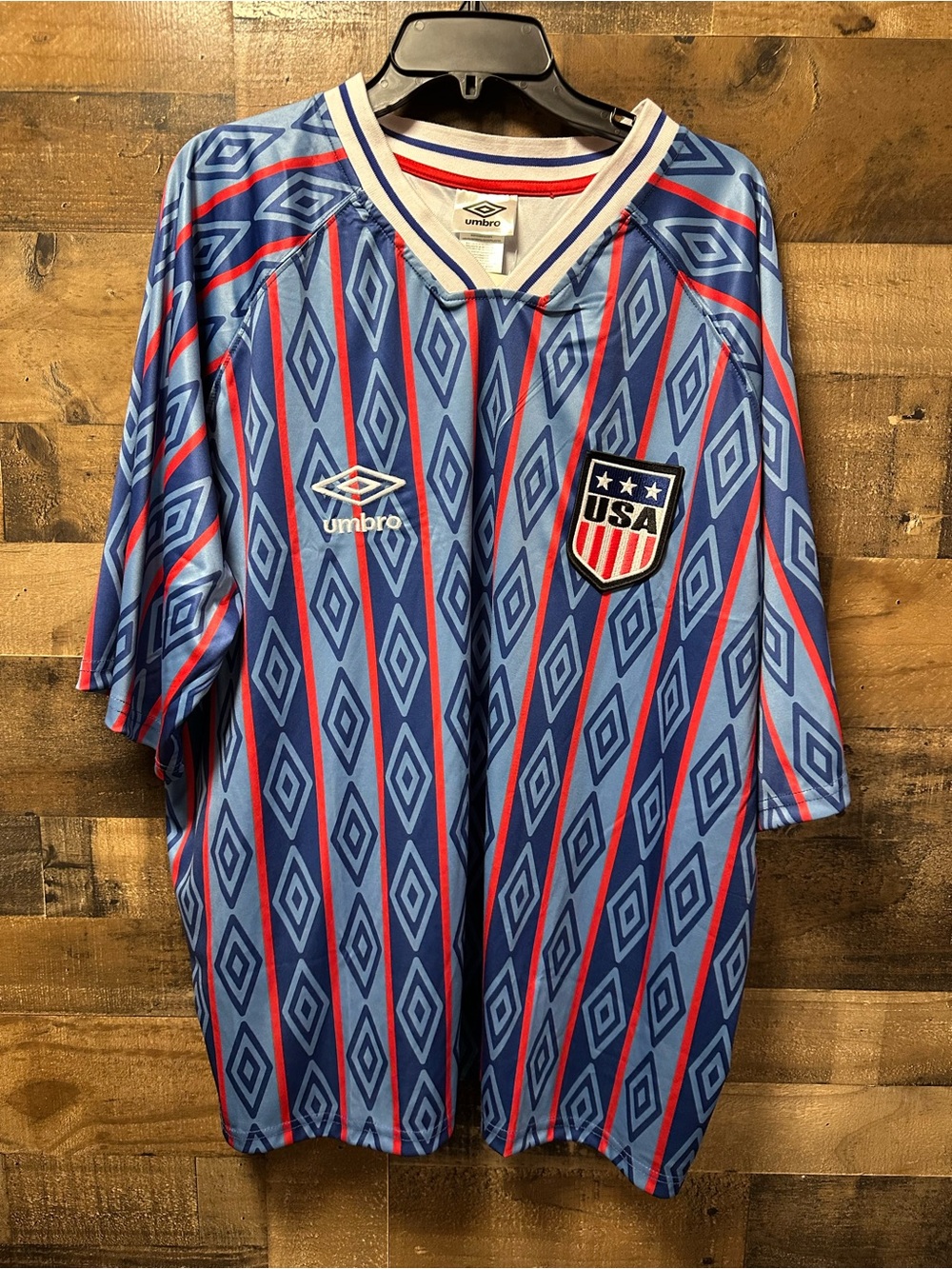 NWT Umbro USA Soccer Jersey XL Blue Red Retro Style Futbol Shirt Mens
